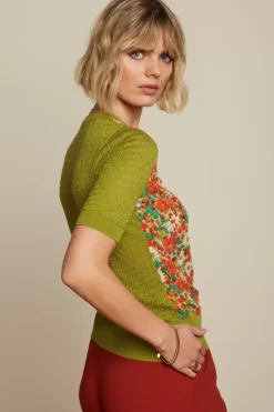 Ajour Knit Cardi Keylime