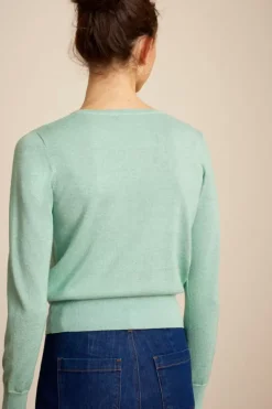 Cardi Roundneck Organic Lapis