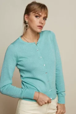 Cardi Roundneck Organic Lapis