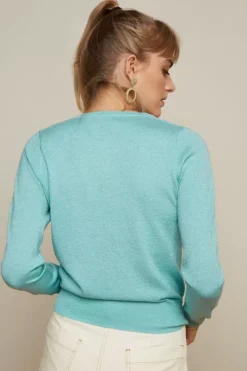 Cardi Roundneck Organic Lapis