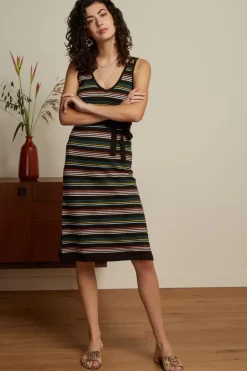 Deep V Knit Dress Riera Stripe