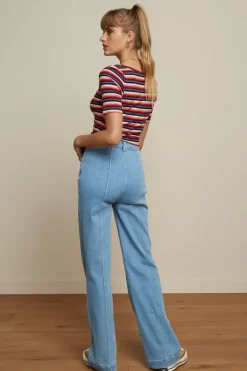 Ella Pintuck Pants Strata Denim