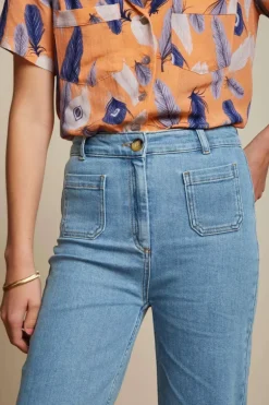 High Waisted Pocket Pants Strata Denim